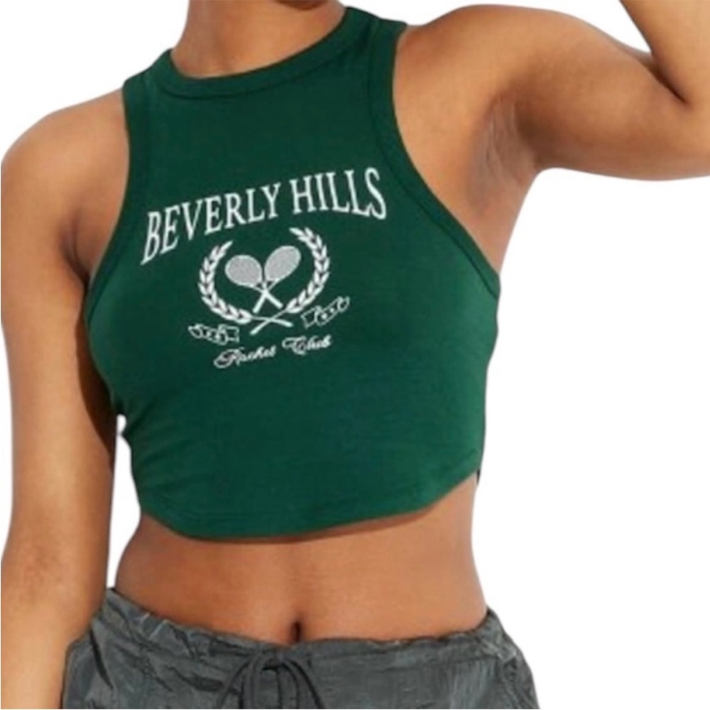 Wild Fable Green Beverly Hills Racket Club Crop Tank Top XS